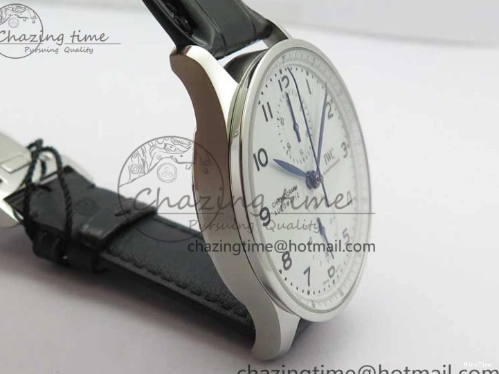 MIROTIME 0325 WeatherProof Portugieser Chronograph Edition “150 Years” IW371602 ZF 1:1 Best Edition White Dial on Black Leather Strap A7750 (Slim Movement) 7120